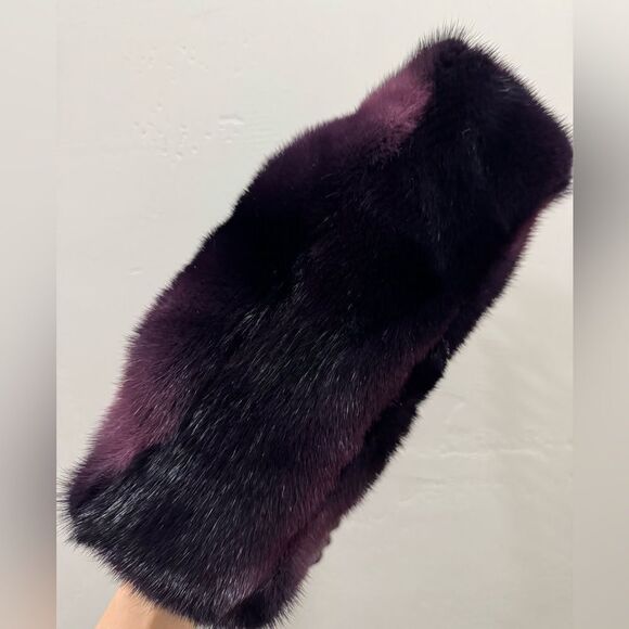 Purple Gradient Real Mink Fur Soft Slouchy Bag/Clutch/Shoulder Bag/Crossbody - Picture 15 of 16